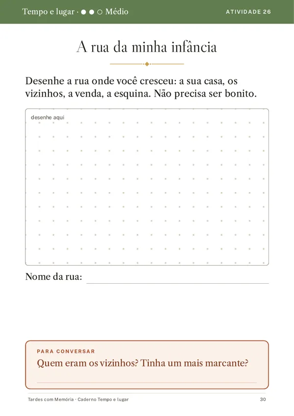 Folha A rua da minha infância, caderno Tempo e Lugar, nível médio